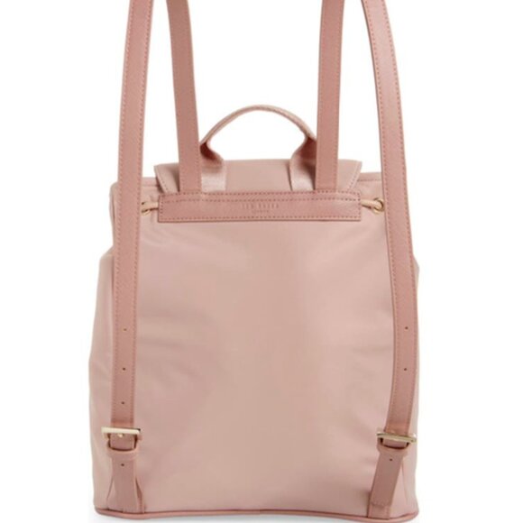 TED BAKER London Drawstring Nylon Polyamide Backpack Pale Pink - Picture 3 of 4